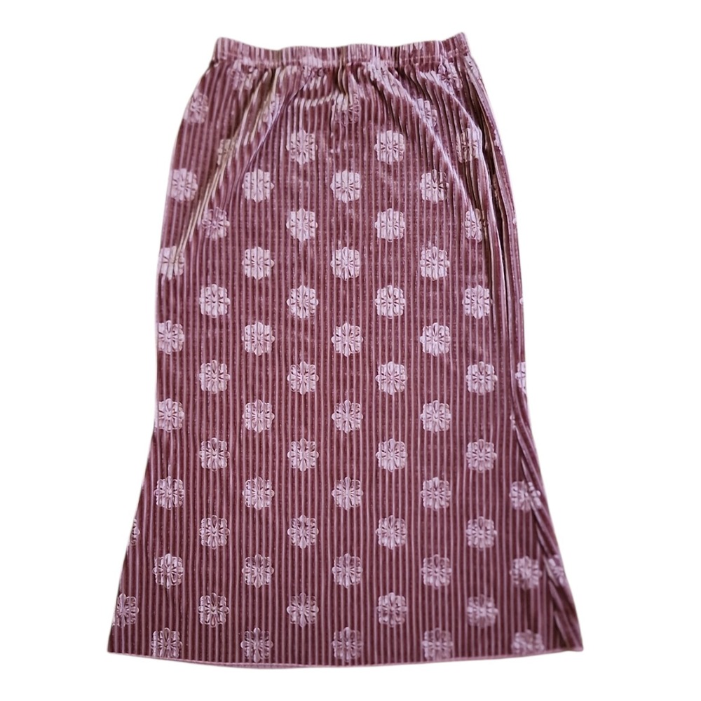 Shien Skirt Womens Size M Medium Dusty Pink Velvet Burnout Floral Stretch Soft